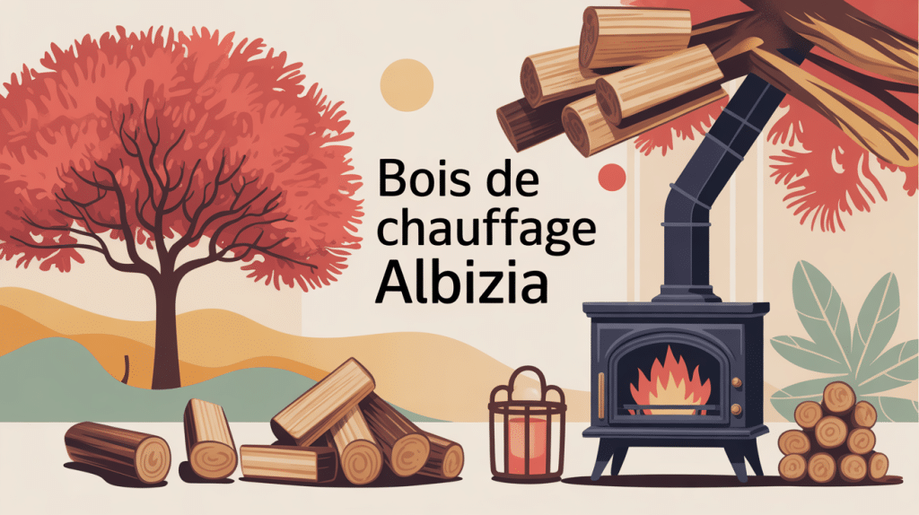 illustration arbre albizia bois de chauffage ambiance chaleureuse