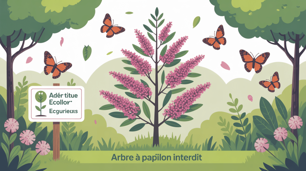 arbre à papillon interdit illustration panneau jardin