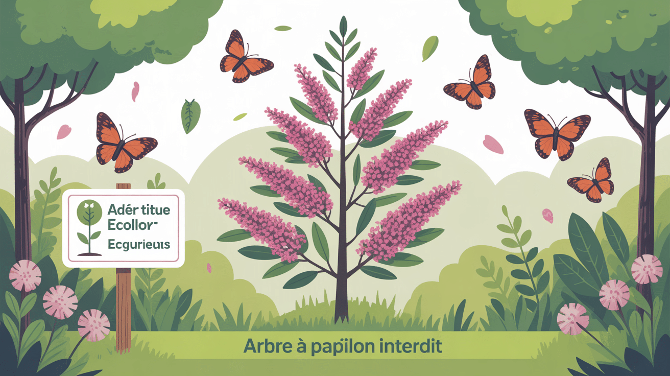 arbre à papillon interdit illustration panneau jardin