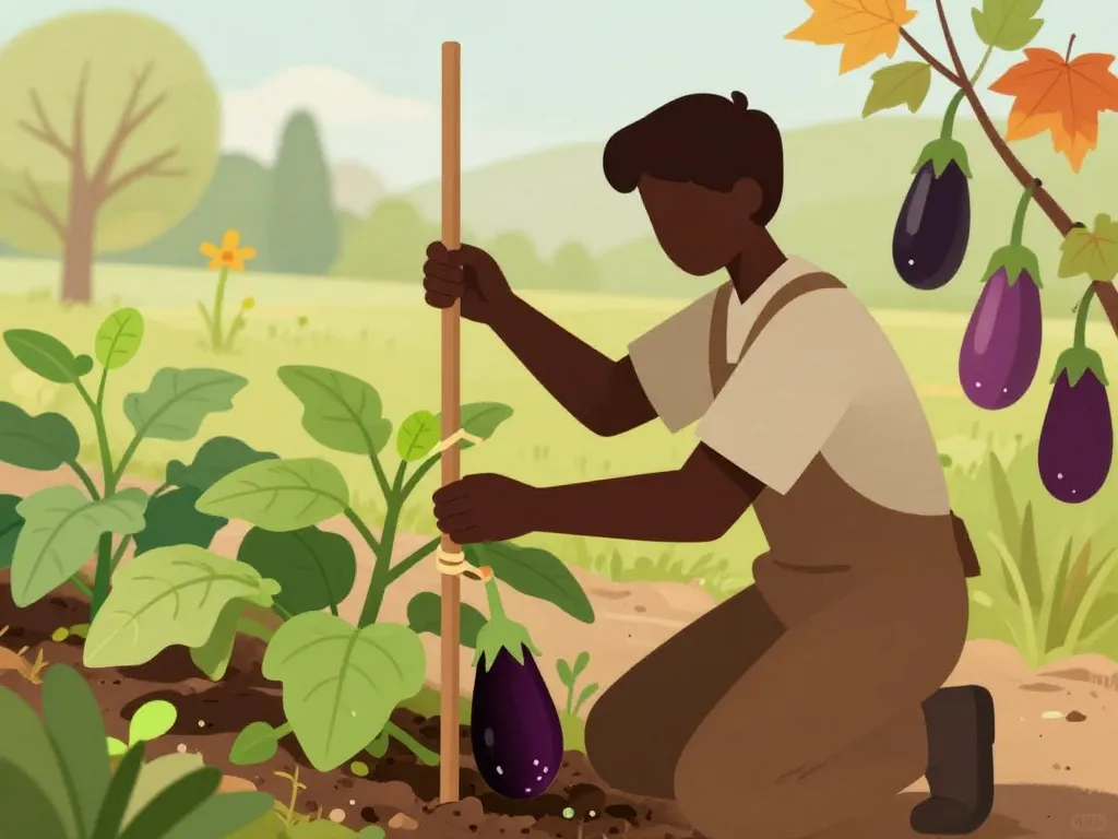 jardinier attache tuteur aubergines étapes saison