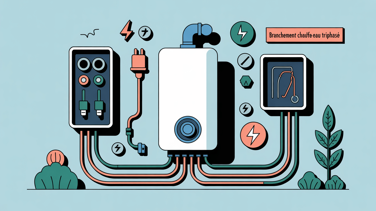 Illustration branchement chauffe eau triphasé sécurité