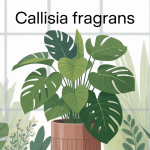 callisia fragrans entourée de plantes décoratives en intérieur lumineux