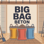 combien de big bag mélange pour 1m3 de béton chantier illustration vectorielle