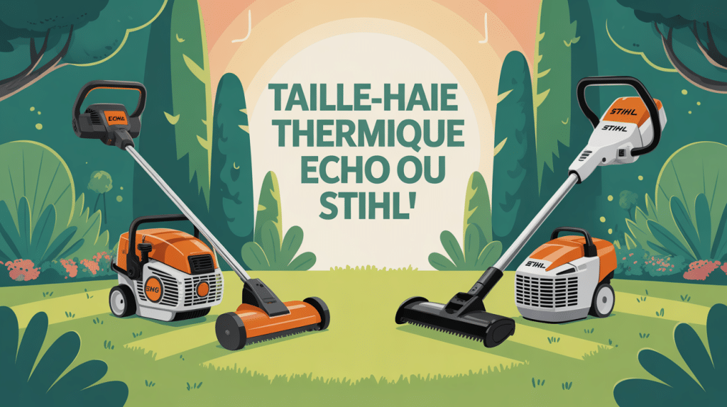 Comparatif taille haie thermique Echo ou Stihl dans jardin