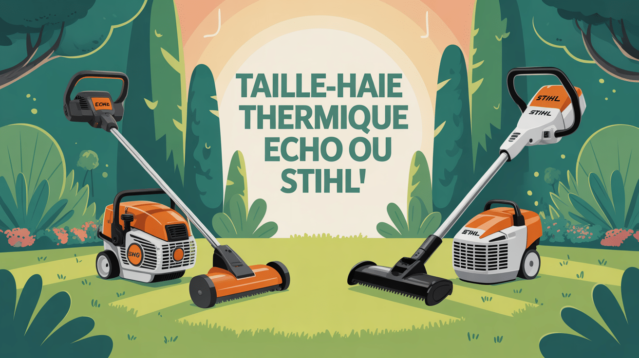 Comparatif taille haie thermique Echo ou Stihl dans jardin