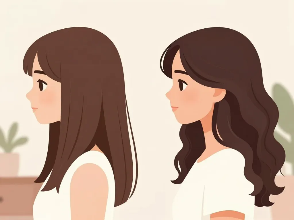 Visuel comparatif demi stil cheveux lisses et ondulés