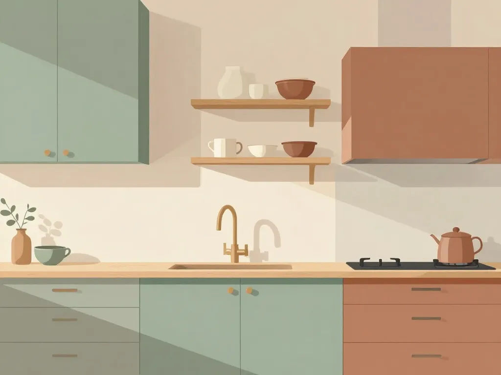 couleur mur cuisine tendance 2024 vert beige terracotta