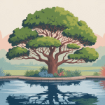 cyprès chauve, racines aériennes et feuillage cuivré au bord de l'eau