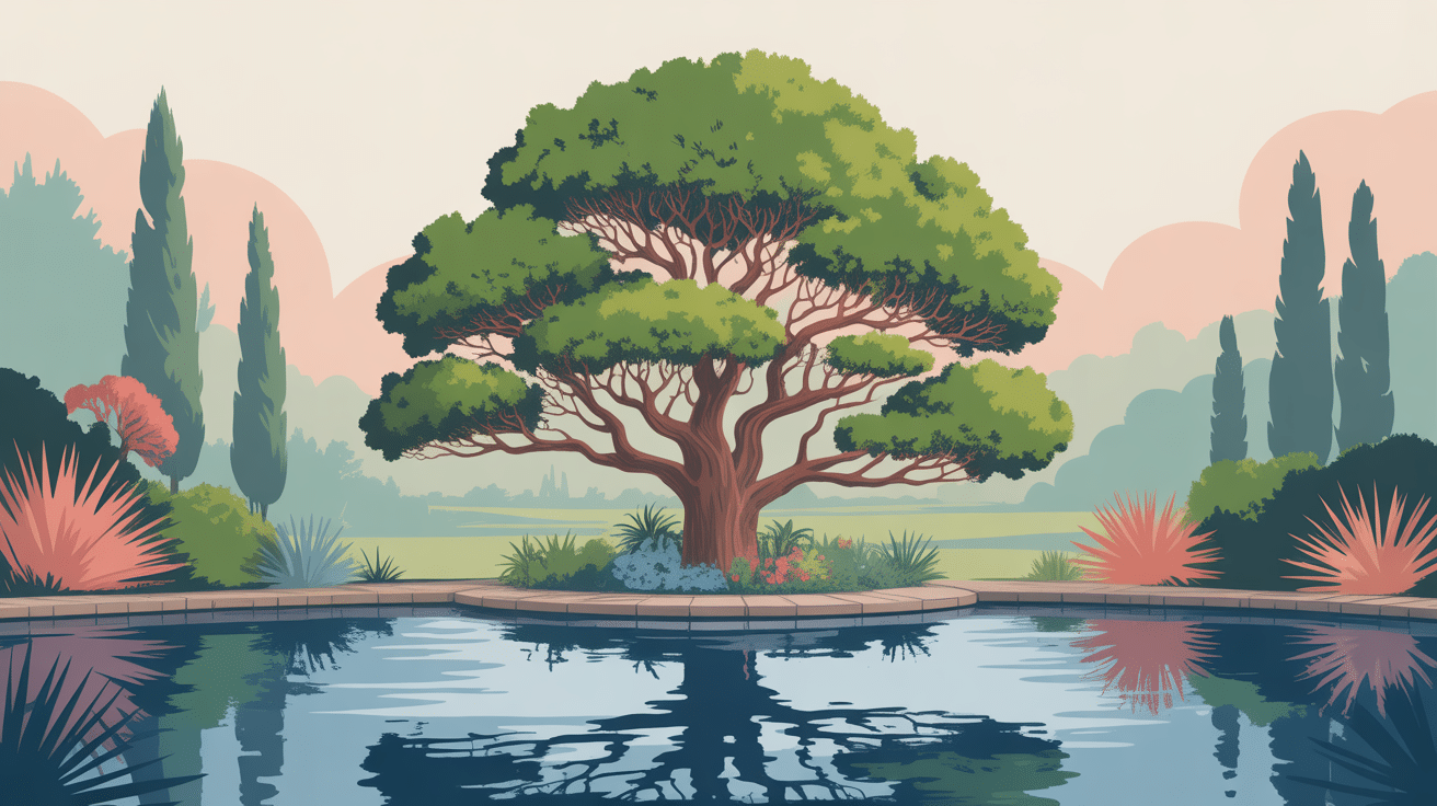 cyprès chauve, racines aériennes et feuillage cuivré au bord de l'eau