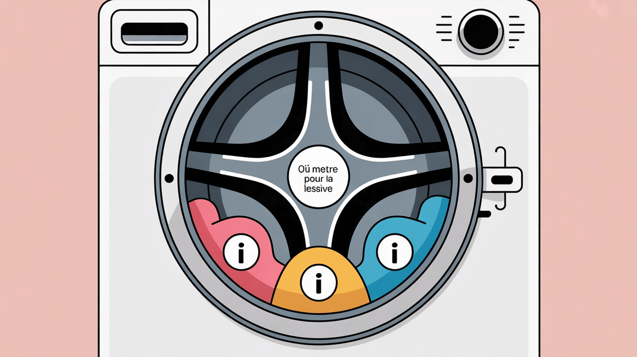 illustration du tiroir où mettre la lessive dans quel compartiment machine à laver