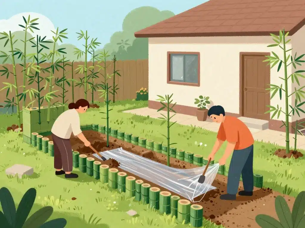 degat bambou maison installation barriere anti rhizome