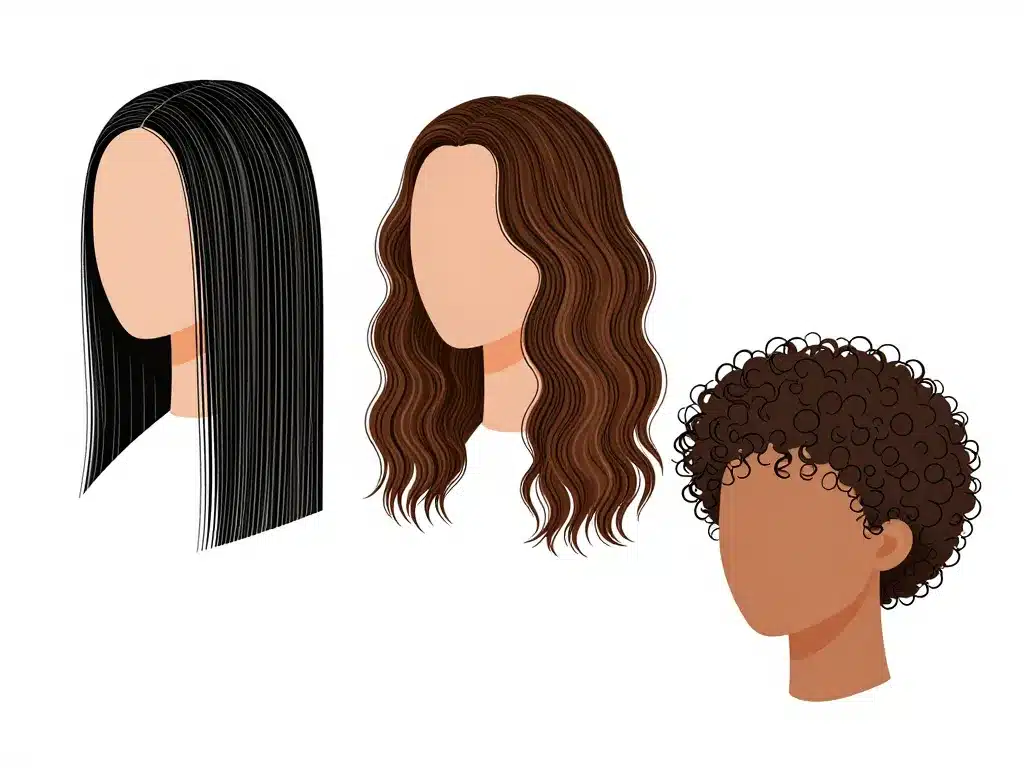 Diagramme demi stil sur cheveux fins épais bouclés