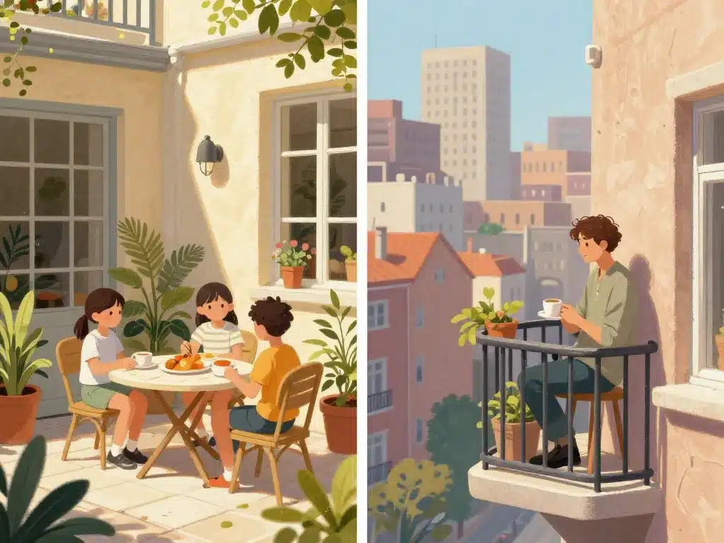 Différence entre balcon et terrasse pour valeur immobilière et confort de vie