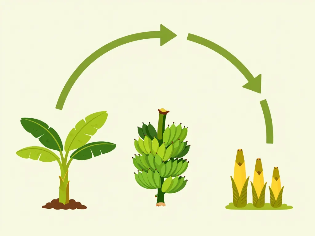 Schéma du cycle de vie et durée de vie d'un bananier