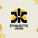 illustration etiquette jaune logo design moderne