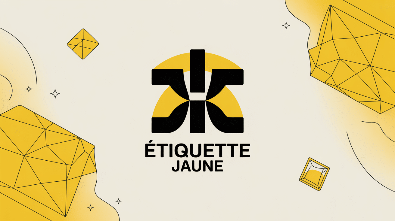 illustration etiquette jaune logo design moderne