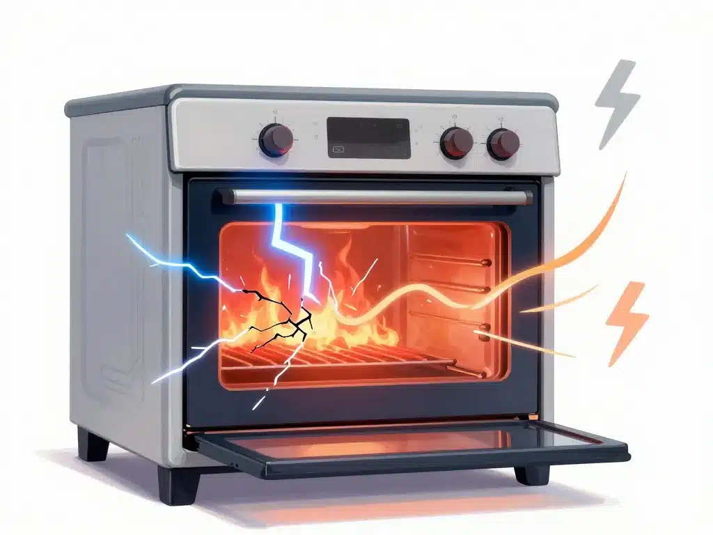 symbolique four disjoncte au bout de 5 minutes chaleur et électricité