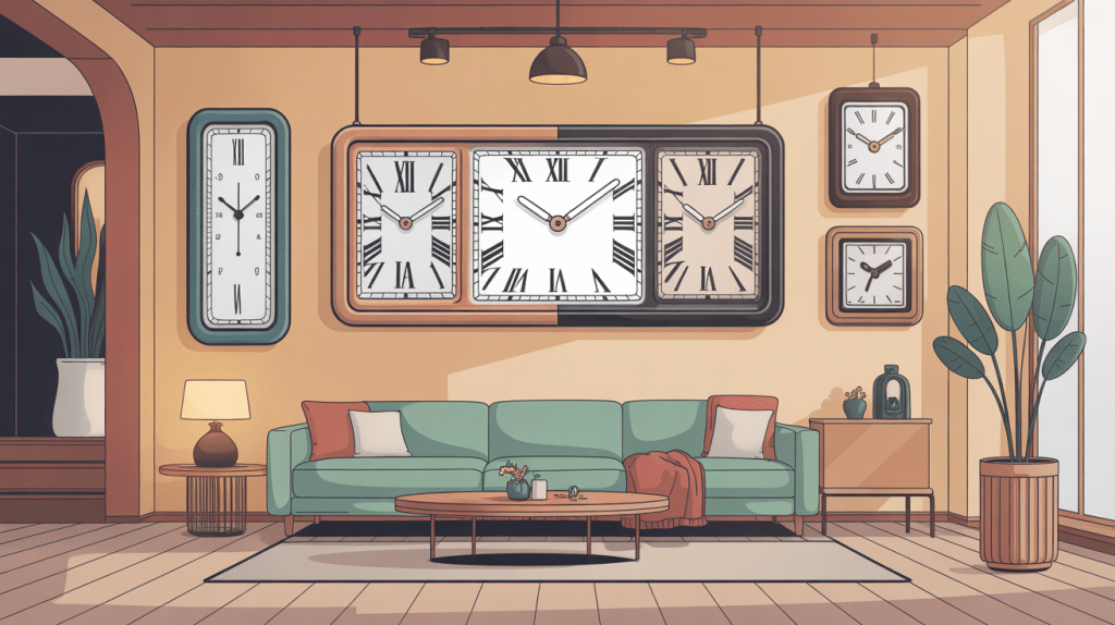 illustration horloge rectangulaire moderne et décorative