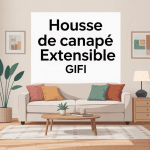 housse de canapé extensible gifi sur canapé dans salon lumineux