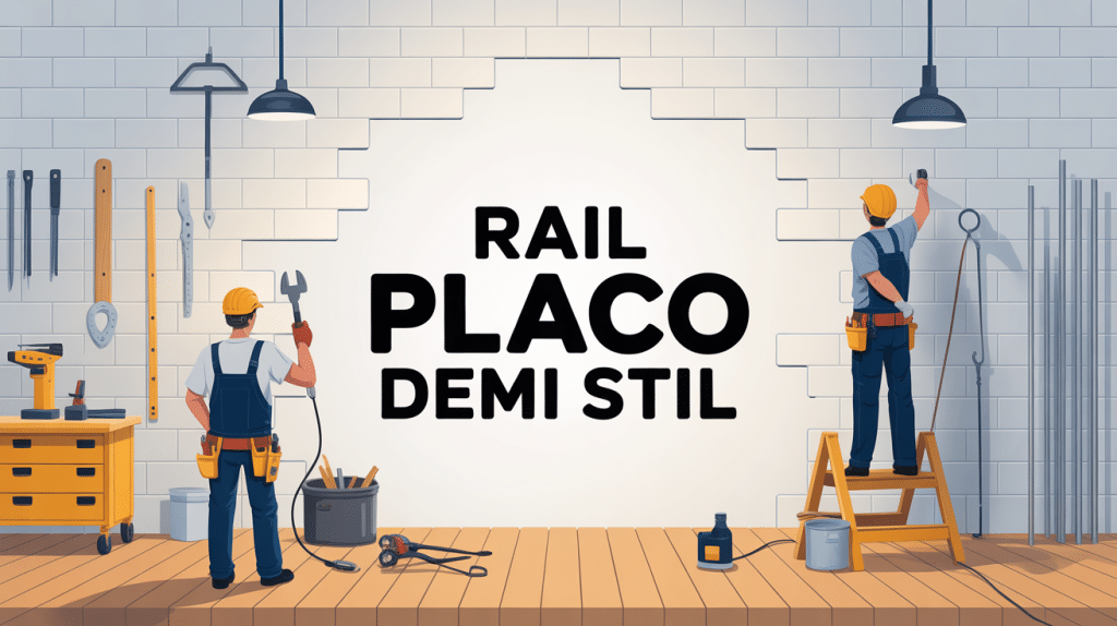 Pose rail placo demi stil illustration chantier