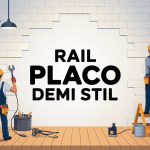Pose rail placo demi stil illustration chantier