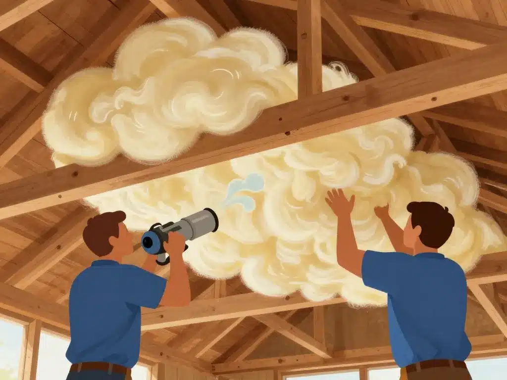 soufflage isolation combles perdues fermettes