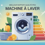 image machine à laver meilleur rapport qualité prix avec symboles économie et fiabilité