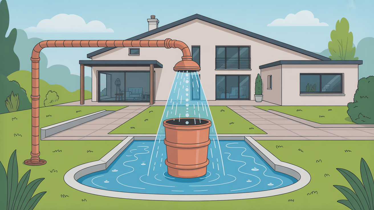 Illustration pompe pour eau de pluie installation maison moderne