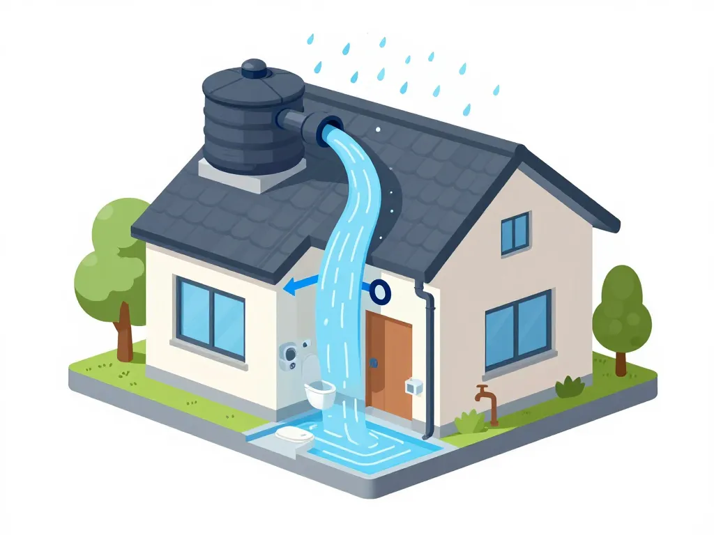 Schéma pompe pour eau de pluie utilisation WC lave-linge jardin