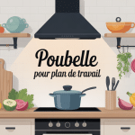 poubelle pour plan de travail encastrée dans une cuisine épurée