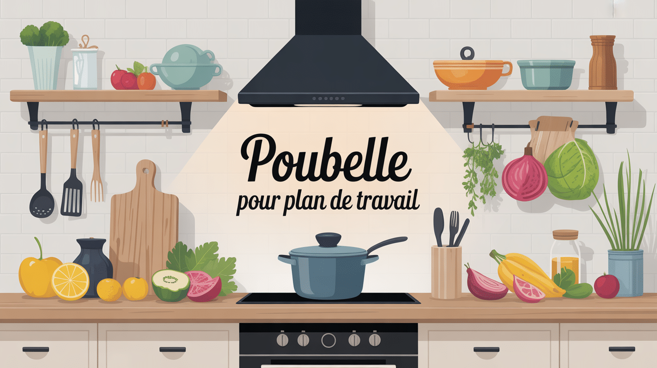 poubelle pour plan de travail encastrée dans une cuisine épurée
