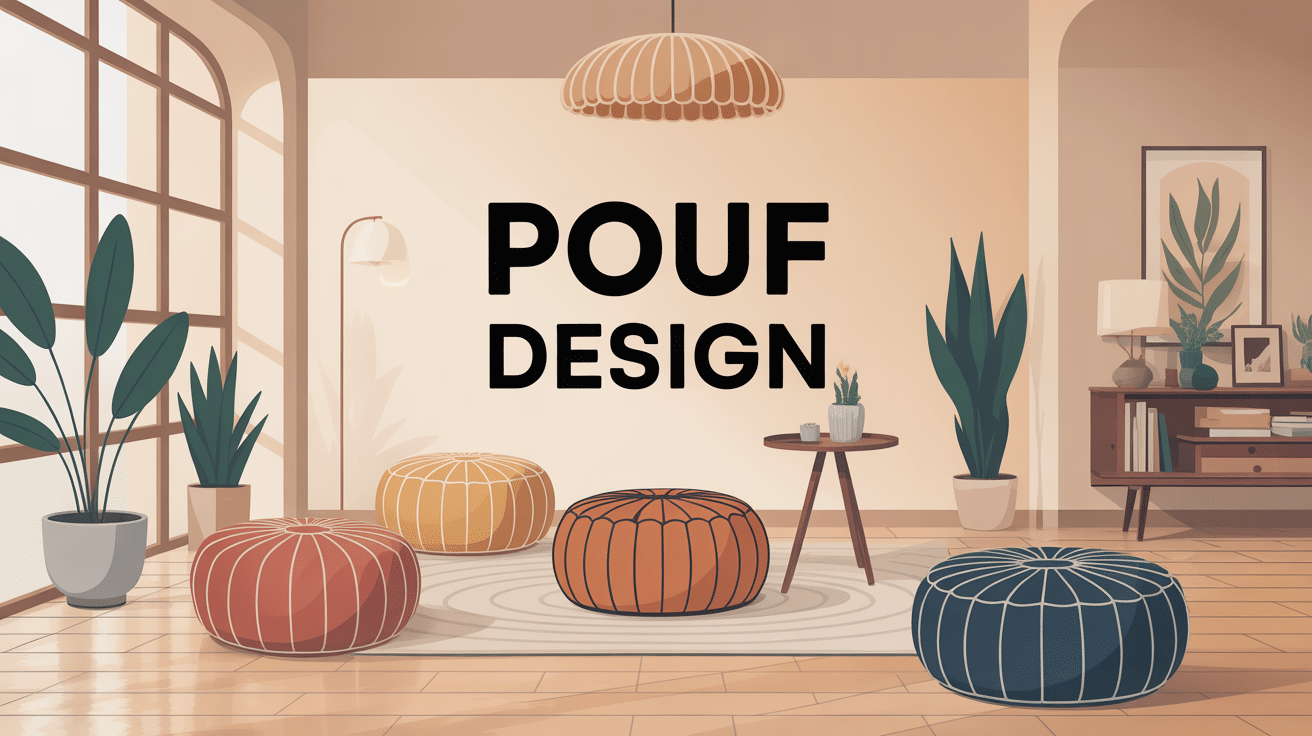 illustration pouf design moderne dans salon lumineux