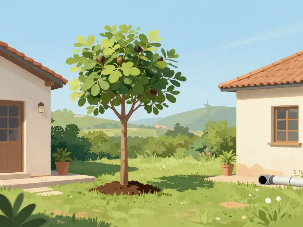 racine figuier plantation distance maison canalisation