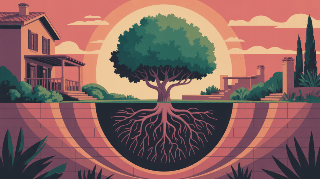 racine figuier proche maison terrasse canalisation