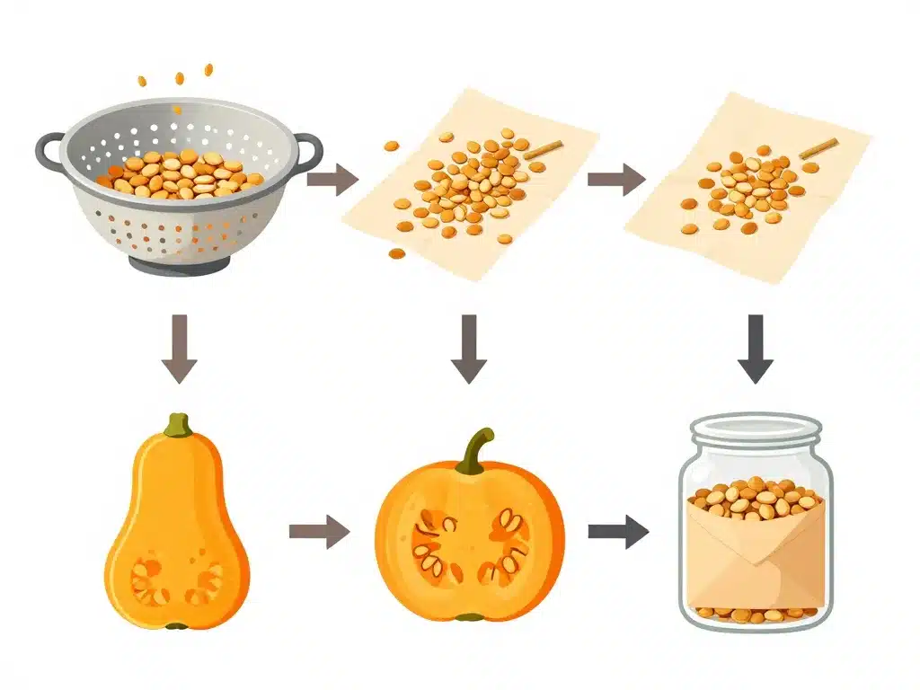 Nettoyer et conserver pour récupérer les graines de butternut pour planter