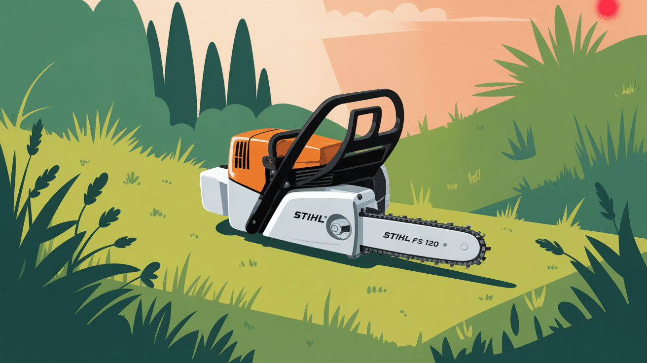 sthil fs 120 en action sur herbes hautes