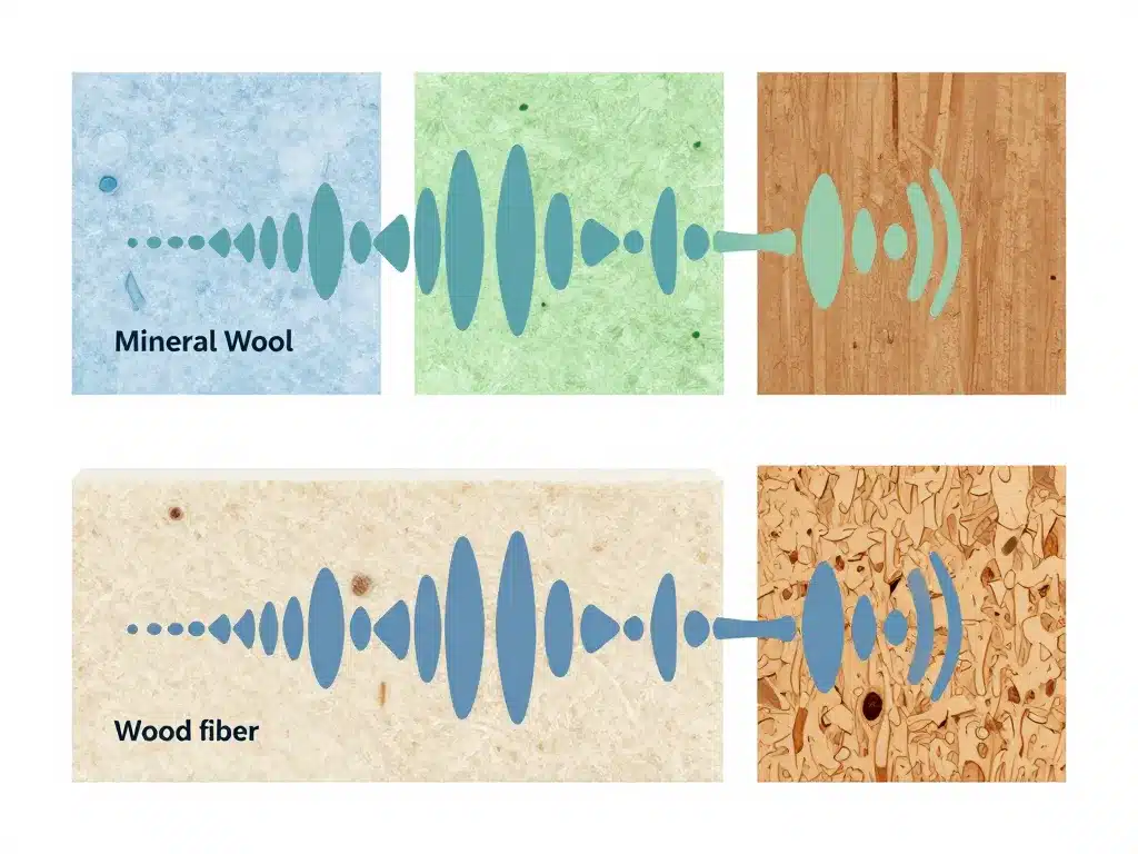 Diagramme tableau comparatif isolant phonique familles principales