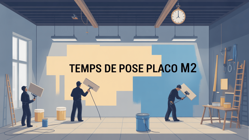 temps pose placo m2 illustration professionnelle chantier intérieur