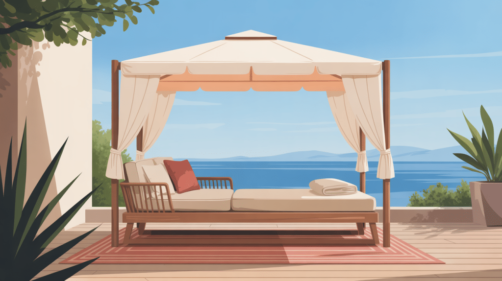 illustration vectorielle toile de remplacement pour bain de soleil sur terrasse