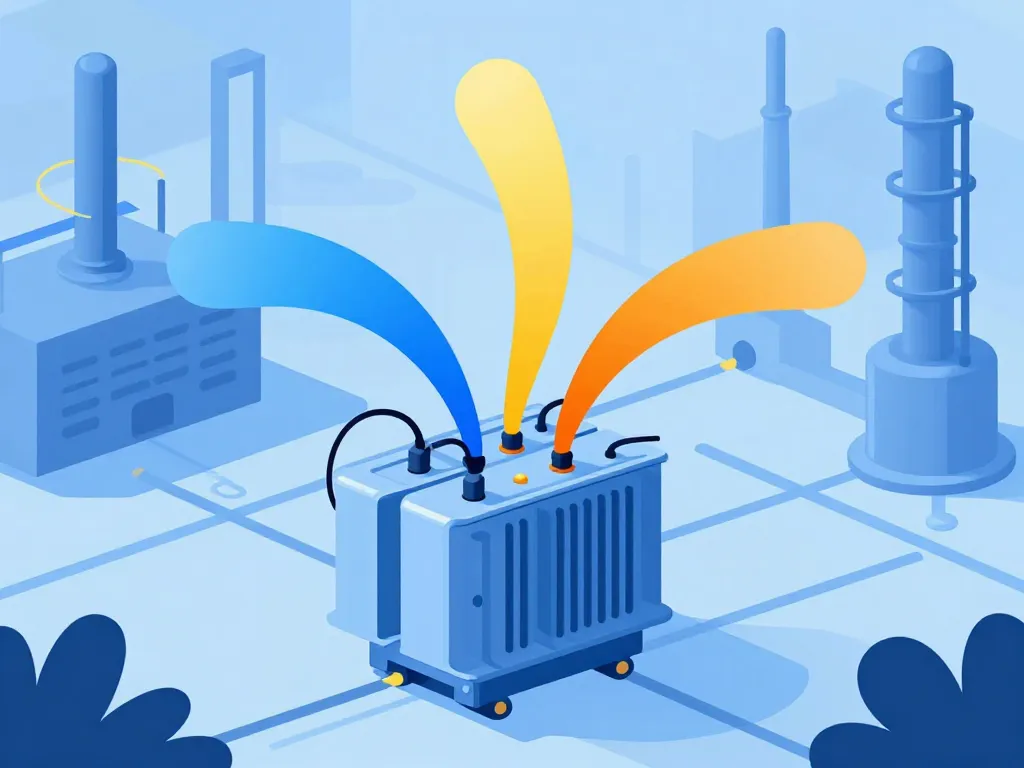 image distribution énergie trois phases transformateur triphasé