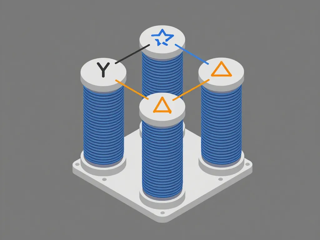 diagramme structure interne et couplages transformateur triphasé