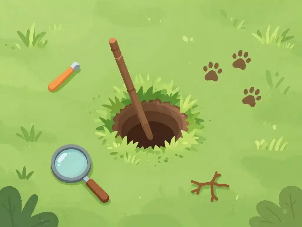 schéma diagnostic trou dans le jardin sans monticule pelouse