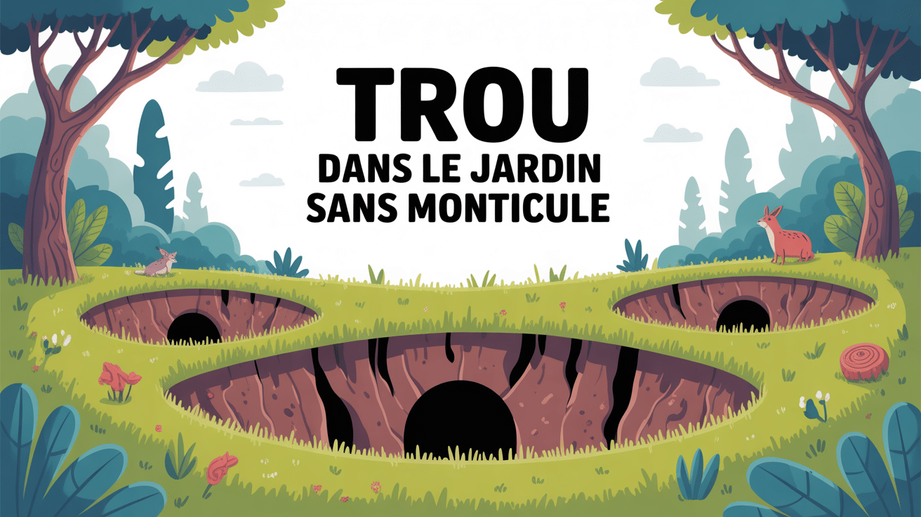 illustration trou dans le jardin sans monticule sur pelouse
