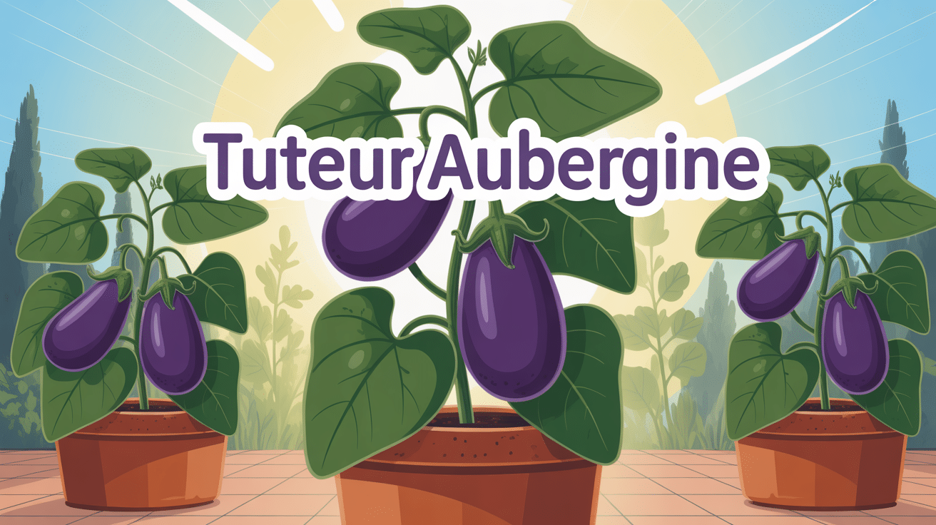 illustration tuteur aubergines plant potager