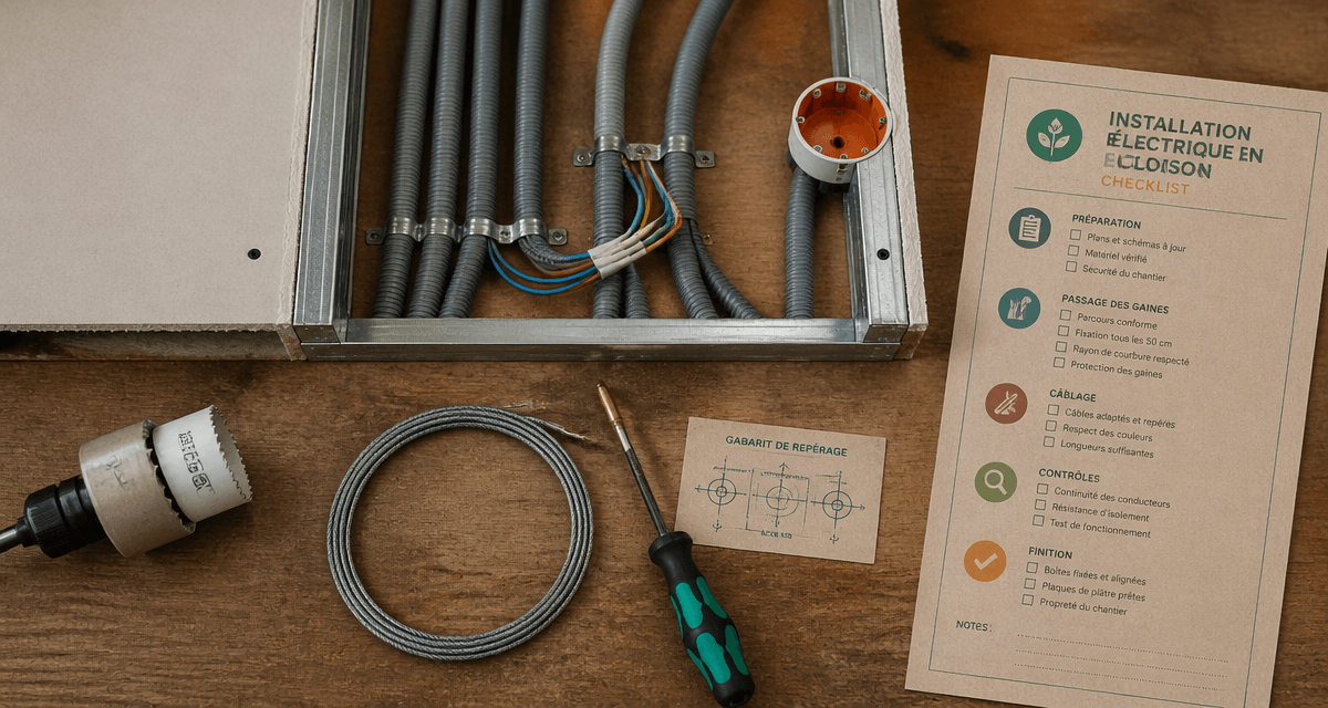 passage câble électrique dans cloison placo norme, outils et gaine ICTA
