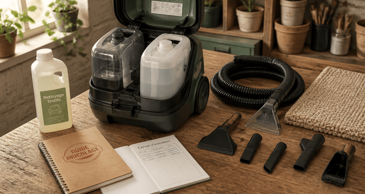 atelier injecteur extracteur nettoyage textile sur table