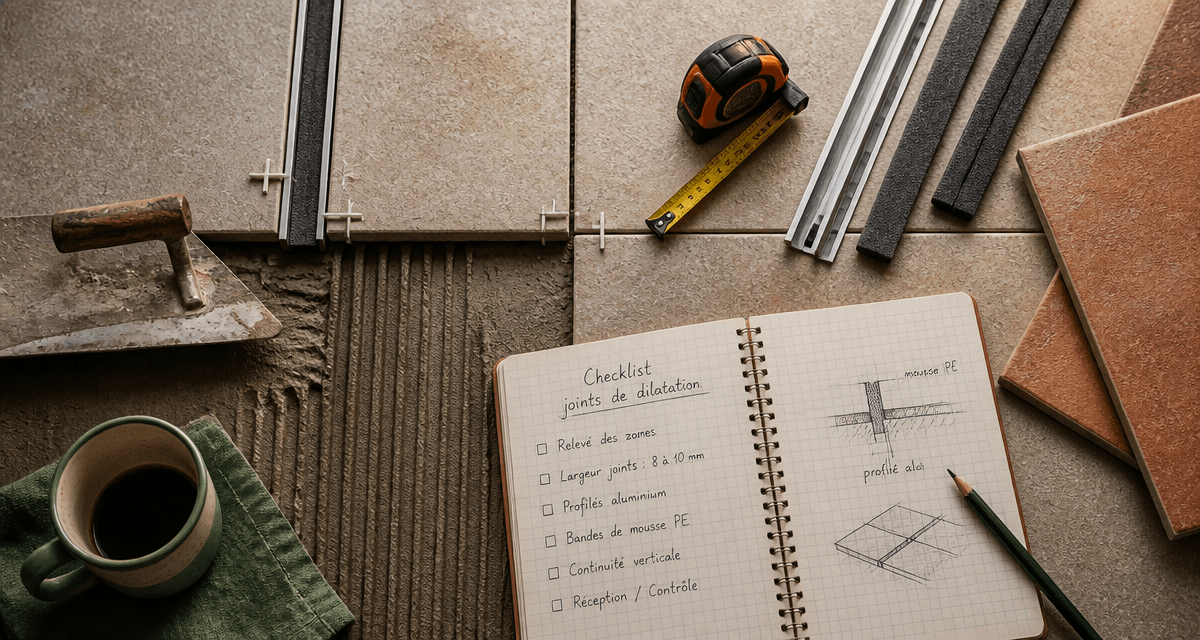 Carrelage joint de dilatation sur chantier