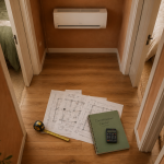 clim dans couloir pour refroidir les chambres, split mural et plans techniques