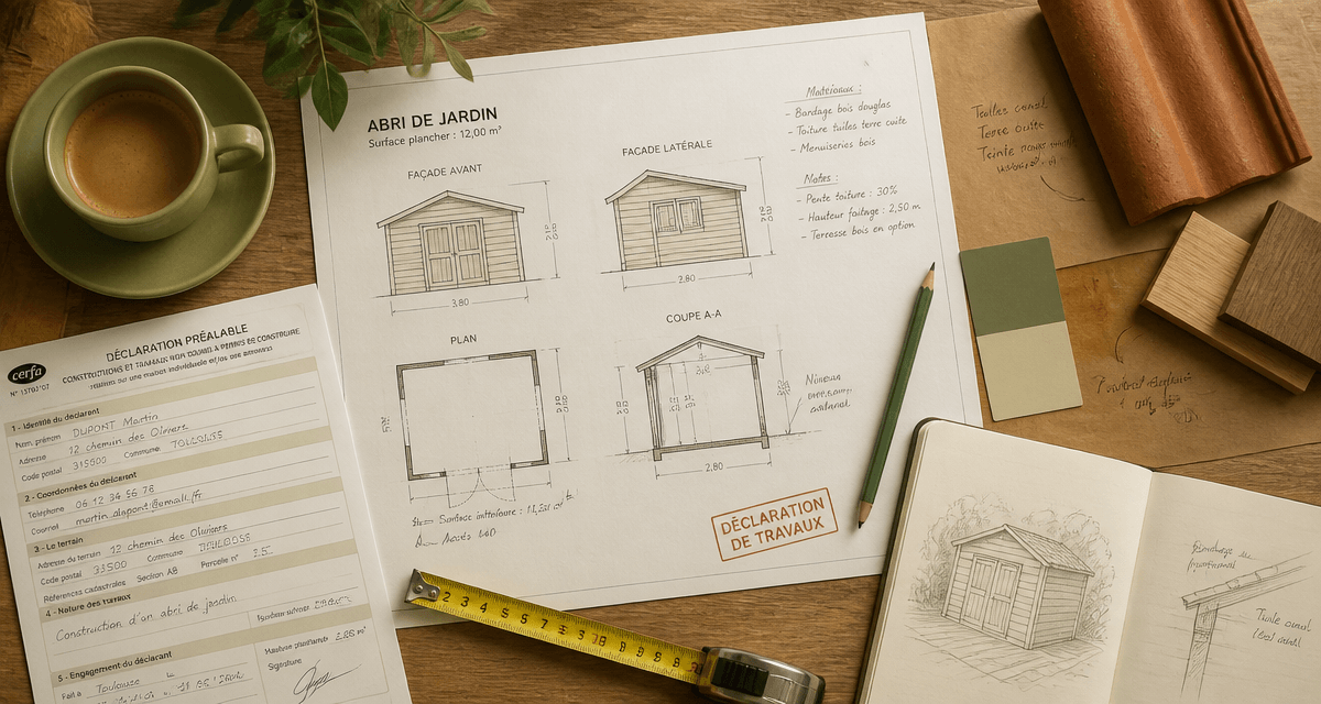 declaration de travaux abri jardin plans cerfa