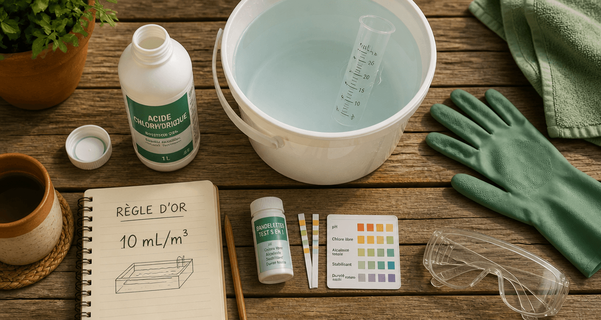 Dosage acide chlorhydrique piscine eau verte kit traitement